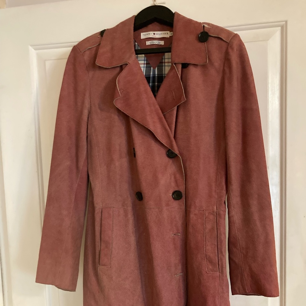 Vintage Rare Tommy Hilfiger Distressed Leather Trench!